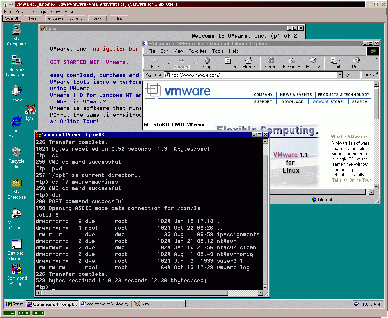 [NT4 running ftp, Lynx, and MSIE5 within VMware -  screenshot]